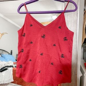 Express Red Satin Rose Detail Tank Cami Small